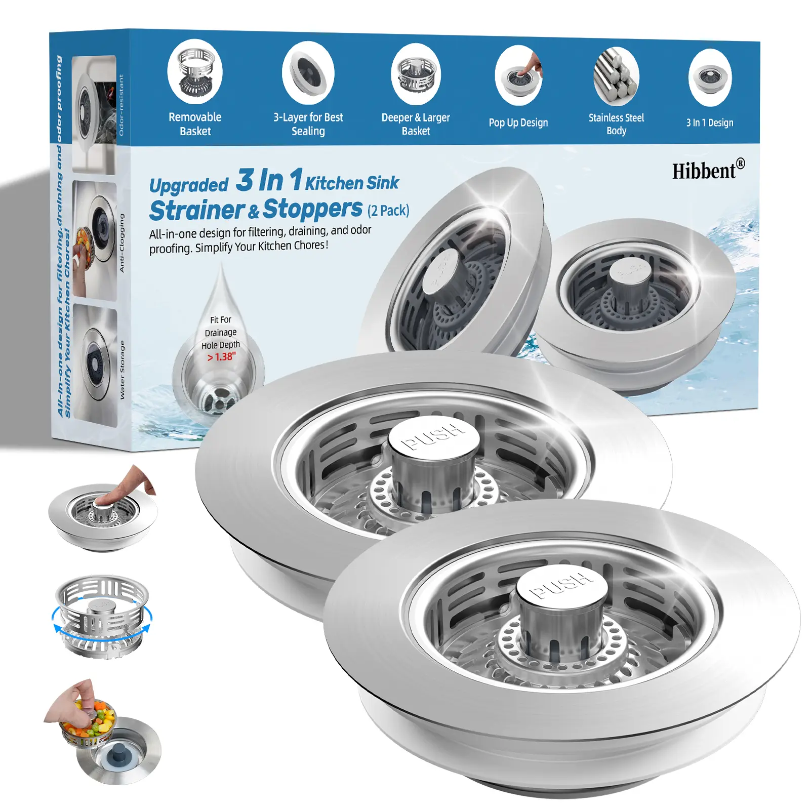 All Metal - 2 PACK - Upgraded  Larger Detachable Basket 