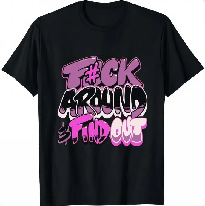 Women's 100% Cotton Retro Bubble Graffiti Pink Purple Sassy Phrase Print Short-Sleeve Round Neck Soft Relaxed Fit Streetwear Top, Tee, Tshirt, Street Vibe Casual Daily Unisex Summer Coolness, Cold Wash Friendly, Crew Neck, Loose-Fitting, Menswear