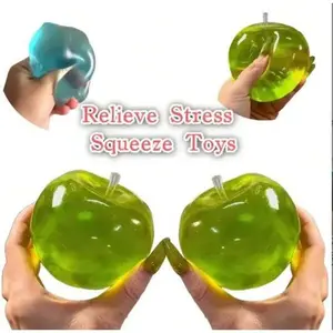 Transparent Apple Squishy Toy, Ultra Soft High Elastic Stretchable Fruit Stress Relief Fidget Toy for Kids Adults fushigi oobleck