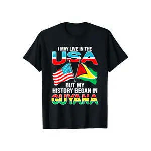 Summer T Shirts Guyana T Shirt For Men 100 Cotton Solid Color With Design Adult Unisex Regular Fit Round Neck Gift For G Everyday Cotton T-Shirt