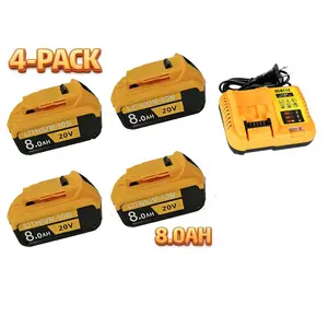 4-pack DeWalt cordless power tools replacement batteries, 20v/8Ah MAX lithium-ion batteries, high-capacity long-range batteries, compatible with DCB200, DCB203, DCB208 with LED power indicator display tiktokshopspringglowup