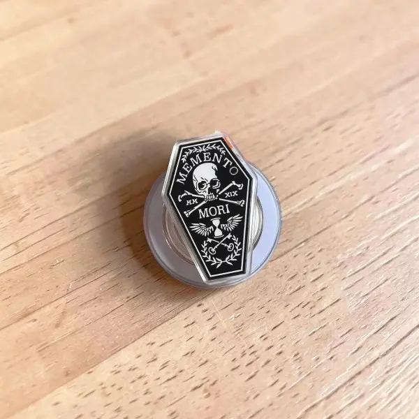 Gothic Memento Mori Coffin MagSafe Phone Grip, Skull Crossbones Phone Holder Stand, Dark Academia Kindle Grip, Spooky Halloween Gift