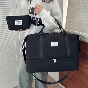 Women's Bag Set Large Capacity Travel Gym Bag, Multifunctional Independent Shoe Compartment Quilted Yoga Fitness Duffle Bag, Multi-Pocket Design, Short/Long Trip Tote Bag