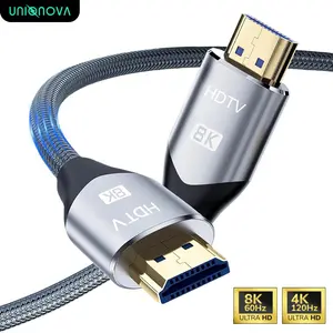 UNIQNOVA 8K HDMI 2.1 Cables 5FT Ultra High Speed 48Gbps 8K@60Hz 7680x4320 4K@120Hz Nylon Braided/PVC Cords for Devices Accessories Display Connection