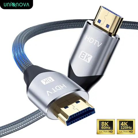 UNIQNOVA 8K HDMI 2.1 Cables 5FT Ultra High Speed 48Gbps 8K@60Hz 7680x4320 4K@120Hz Nylon Braided/PVC Cords for Devices Accessories Display Connection