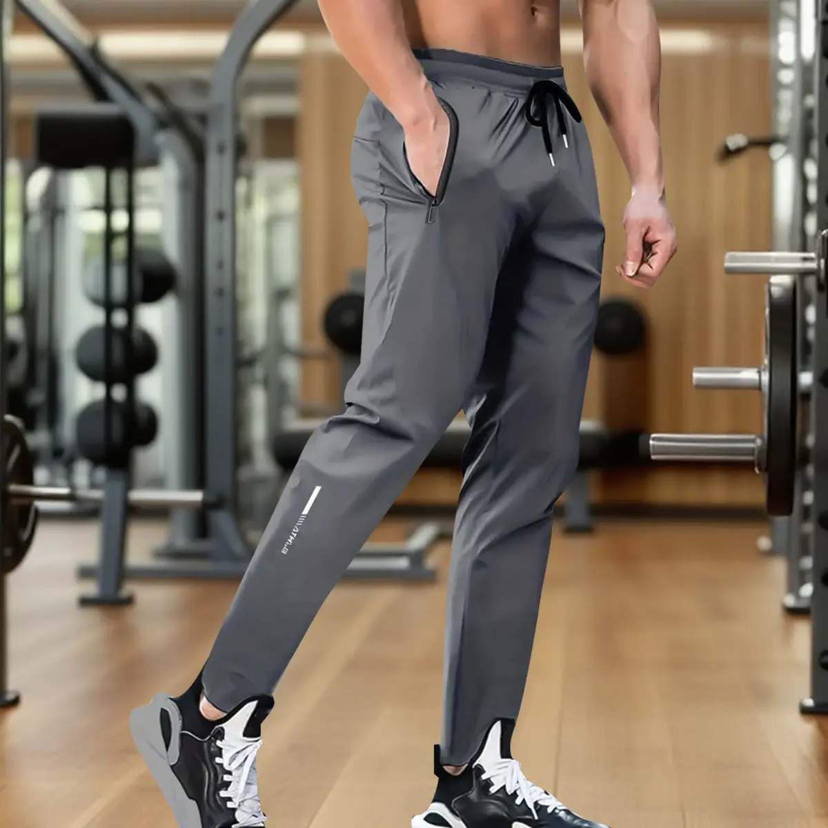 Men’s sports pants, jogger pants with zipper pockets, fitness sports pants, all-season versatile sports set, sports pants, activewear, casual sports pants, sporty design, lightweight joggers, comfortable materials solid color basic style