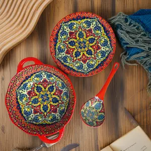Bohemian Style Dinnerware Set, Includes 8 Inch Salad Plate & 9 Inch Soup Bowl, Microwave Safe, Dishwasher Friendly, Perfect for Parties, Dish Sets, Ceramic Dinnerware Set