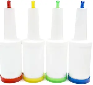 store n pour juice containers (32 Ounce / 1 Quart) – 4 color coded flow n stow fruit juice bottles