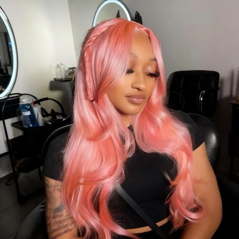 Pink Queen Wig 28 Inch Light Pink Body Wave Human Hair Wig 13x6 HD Lace Pre Plucked With Baby Hair Colored Wig For Women Look Natural Luxurious Fullness & Movement Fit Perfectly Soft Comfortable