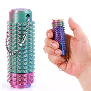 Pain Stim Fidget Pocket Mini Toy for ADHD,SH， 3D Printed Venting Key Pendant Spiky Grippie Stim Keychain for Anxiety Relief Positive Rotate Sensory Toys Novelty Gifts for Friends