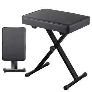 JupiterForce Keyboard Bench X-Style Piano Bench Adjustable Height Thickness Padded Chair Seat