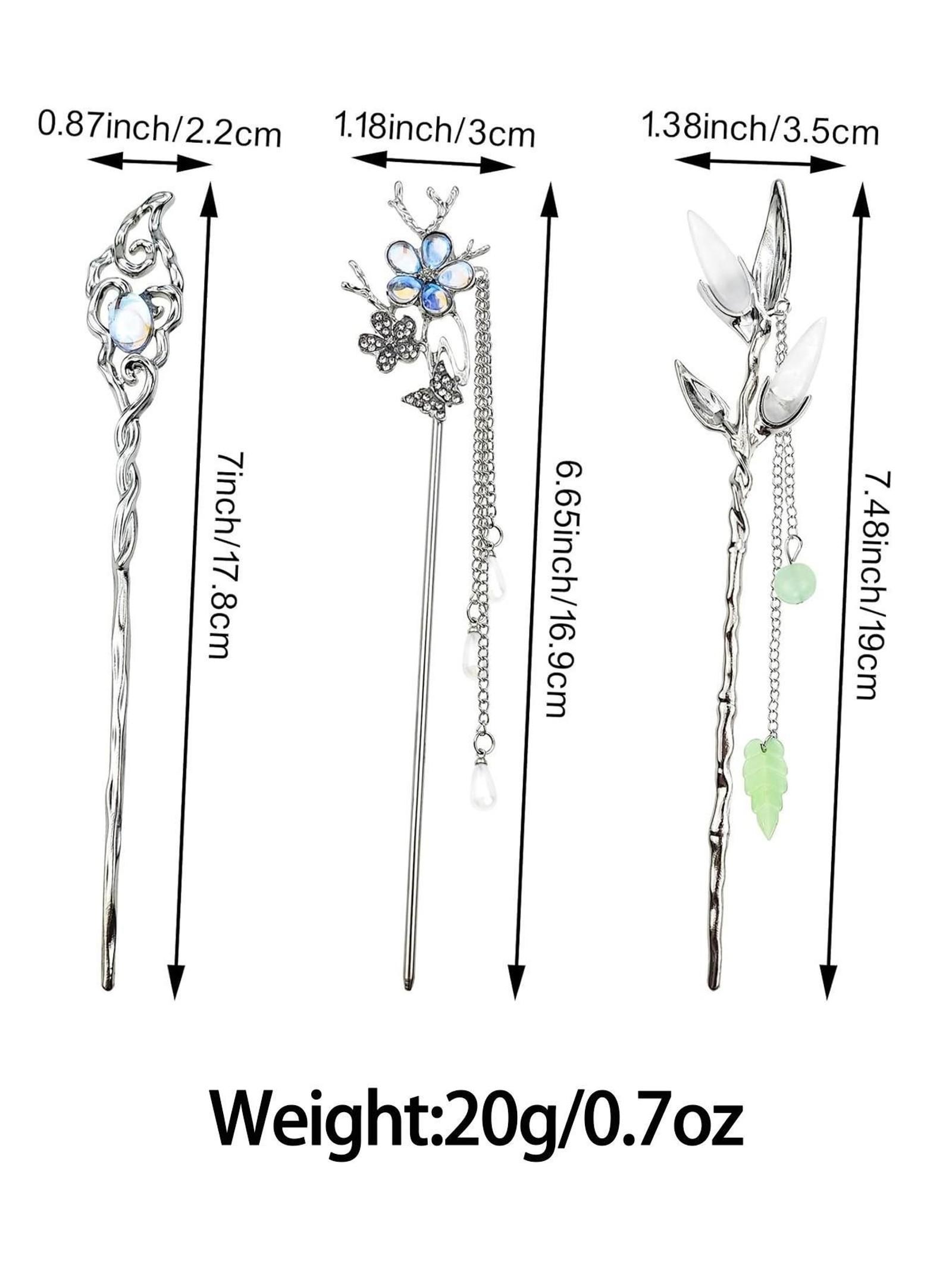 6PCS Star & Moon Hair Sticks for Buns, Vintage Silver Metal Hair Chopsticks, Elegant Updo Holders for Long Hair, Chinese Hanfu & Asian Hairpins for Women & Girls