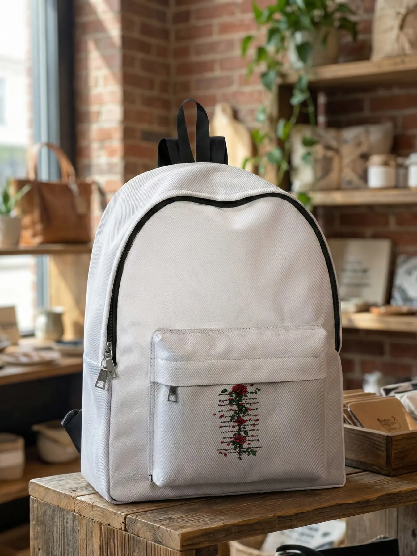 Rose Flower Printed Backpack, Fun Design, Fashionable Look, Spacious Storage, Ideal for School, Travel, Business Trips, Casual Backpack
