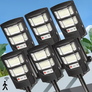 GMOX 6-Pack 10000LM Solar Street Lights - Remote Control, ABS, Water-Resistant Outdoor Motion Sensor Security Lights for Barbecue Area, Parking Lot, Driveway Safety
