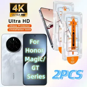 2-Pack HD Tempered Glass Protective Screen Protector for Honor Magic Series Smartphone, Cellphone, Ultra-Sensitive Fingerprint Unlock, 9h Hardness, Dust-Free Installation