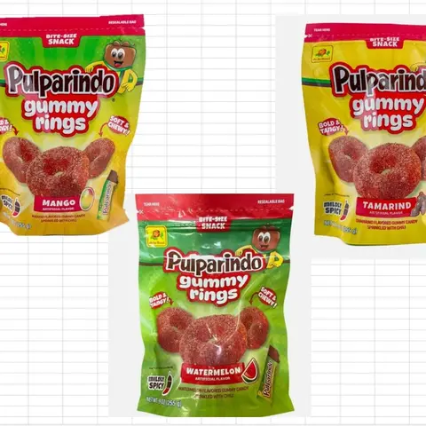 DE LA ROSA PULPARINDO GUMMY RINGS Spicy Bold Tangy Snack Mexican Gummy Rings with Unique Spicy and Tangy Flavor Perfect for Spicy Snack Lovers