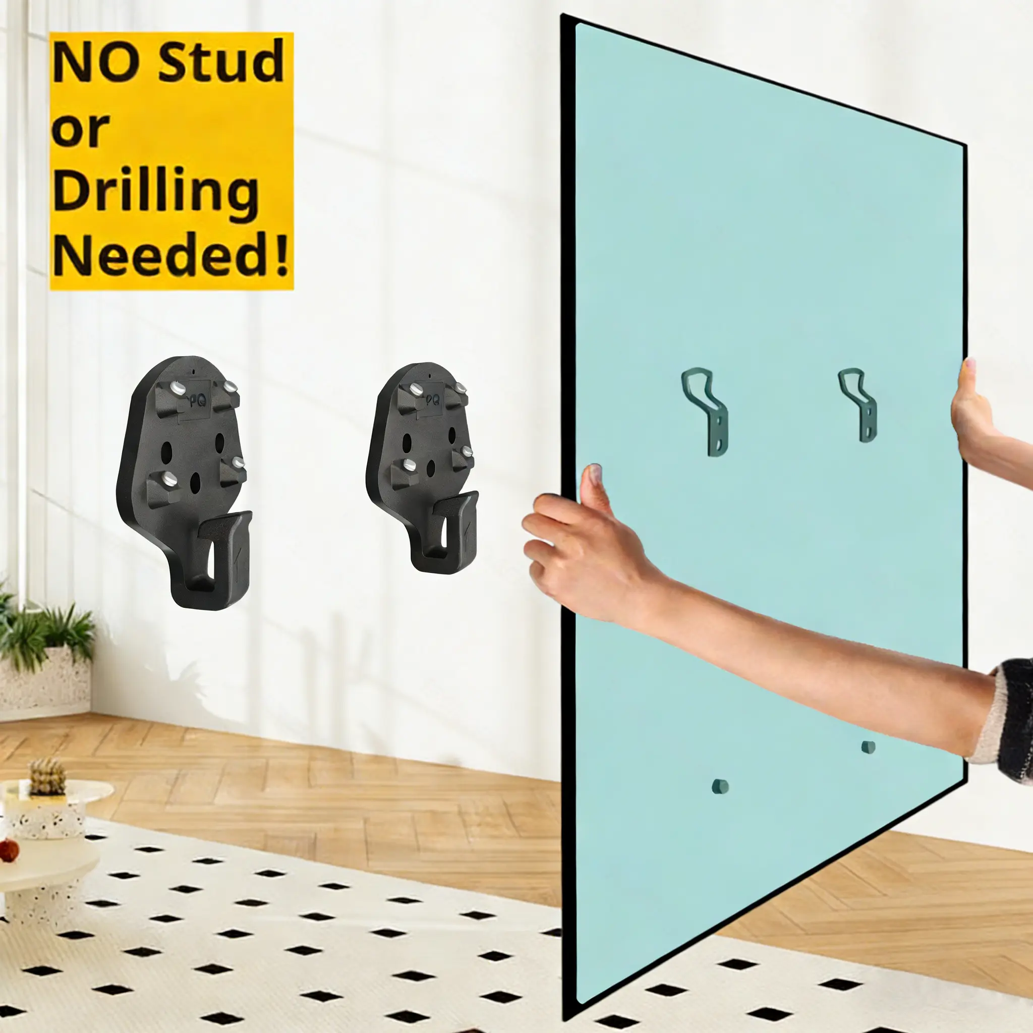 FORGING MOUNT Drill-Free Ultra-Thin Wall-Mounted TV Bracket - Furniture, Studless No-Stud, Flat Back, Quick Installation, Secure Hold, Modern Aesthetic, Studless Tv Mount summerwins,summerwins