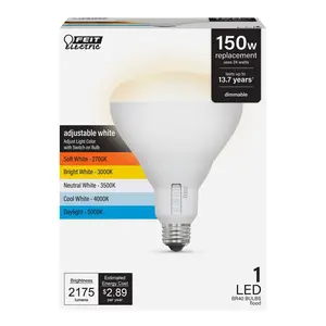 Feit Electric 150 Watt Replacement Adjustable White BR40 Shape Dimmable LED Light Bulb