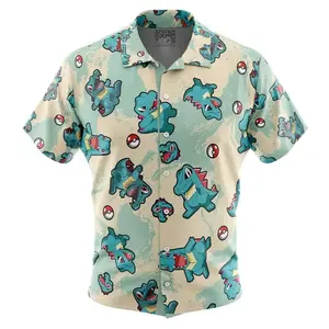 Funny Tropical Hawaiian Shirt, Water Creature Anime Inspired Button-Up, Summer Beach Vacation Shirt, Unisex Aloha Gift