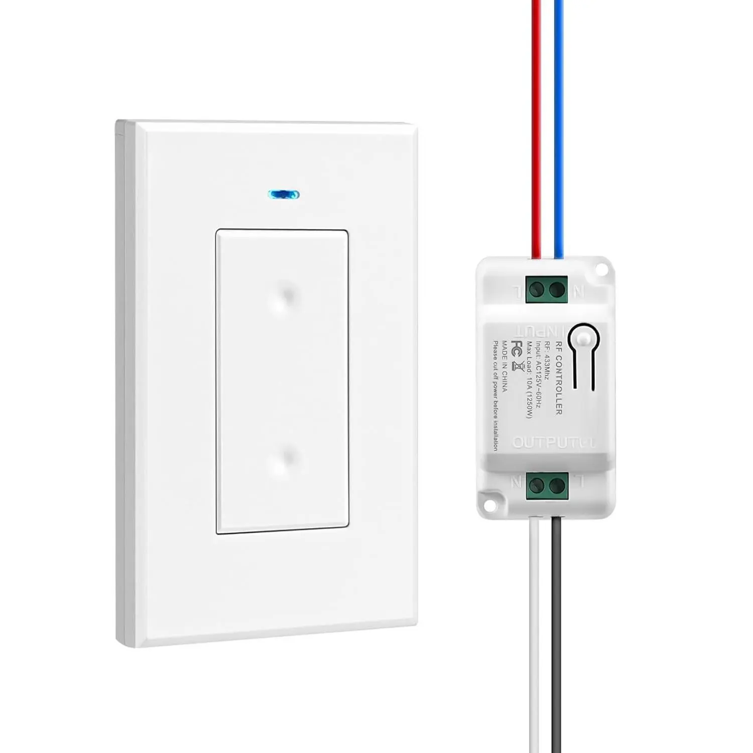 Light  and Receiver Kit,    Off Switches for Ceiling Light, Lamp, Moveable Remote Wall , 100FT RF Range, No in-Wall Wiring Required, Pre-Programmed W06RC1106