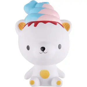 Anboor 5.1 Inches Jumbo Slow Rising Squishies Ice Cream Poop Yummy Bear Kawaii Scented Squishies Animal Toy for Collection 1 Pcs Color Random