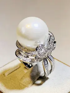1 PC Romantic Cubic Zirconia & Faux Pearl Ring For Women For Mother's Day Gift Party Jewelry