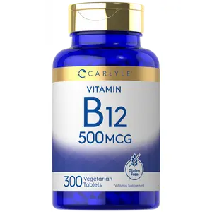 Carlyle Vitamin B-12 500mcg | 300 Tablets | Vegetarian, Non-GMO, Gluten Free Supplement Carlyle Vitamin B-12 500mcg | 300 Tablets | Vegetarian, Non-GMO, Gluten Free Supplement
