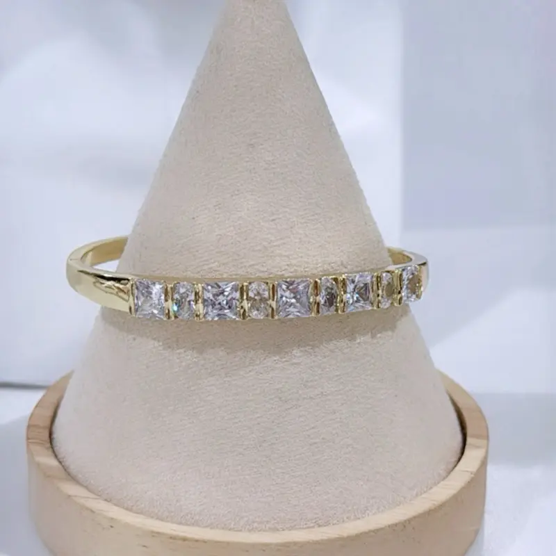 Elegant Bangle Bracelet #02080 14k Gold Plated Hypoallergenic 60mm Perimeter Daily Wear Jewelry for All Skin Types Small Size High Quality