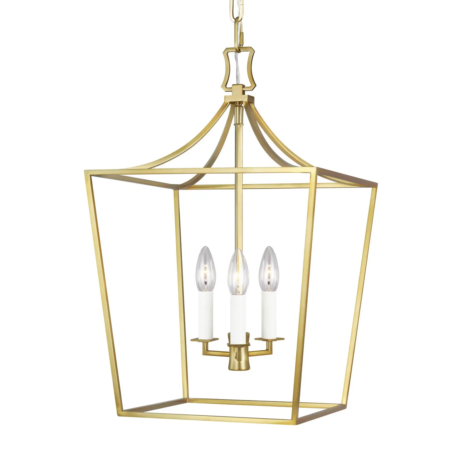Southold Three Light Lantern Burnished Brass