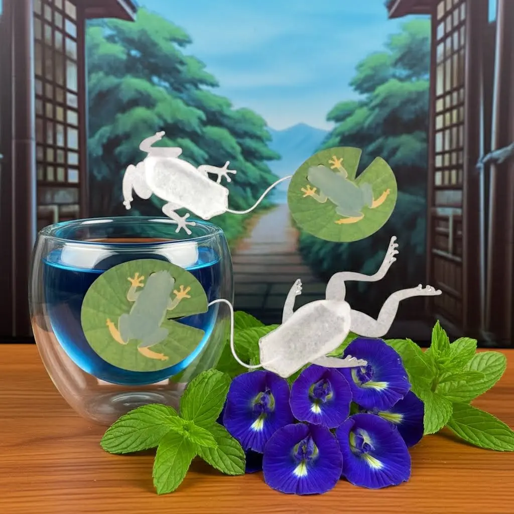 Ocean Teabag Tree Frog Butterfly Pea Mint Tea Bag Style 2 Blue Refreshing Beverage Individual Pouch