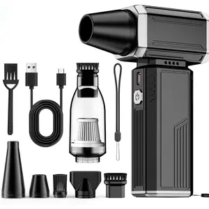 Electric Air Duster, Mini Vacuum Cleaner - 180000 RPM Turbo Fan 2-in-1 Compressed Air Duster & Vacuum Stepless Speed Adjustable for Dust Debris Removal Keyboards Electronics Home Auto Outdoor Use