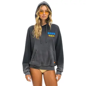 LIVE FREE + ADVENTURE PATCH PULLOVER RELAXED HOODIE - FADED SMOKE