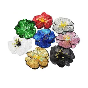 Colorful Sequined Flowers Iron-On Clothing Accessories, DIY Embellishment Patches for Clothes and Hats, Single Pack Decorative Appliques