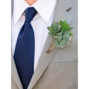 Rinlong 6Pcs Assorted Faux Succulent Boutonnieres Decor Decorative
