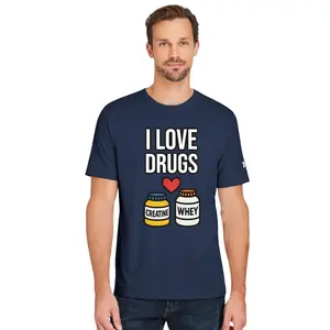 I Love Supplements Funny Gym Men's Athletic Crewneck T-Shirt Under Armour, For Bodybuilding, Weightlifting, Workout, Meme, Humor, For Men