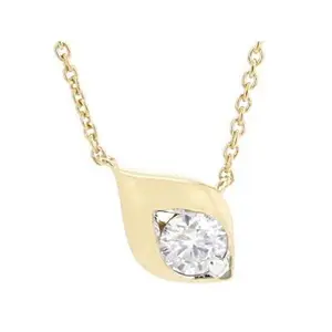 JTV Round White Lab-Grown Diamond F-G VS 14K Yellow Gold Over Sterling Silver Necklace 0.25ct