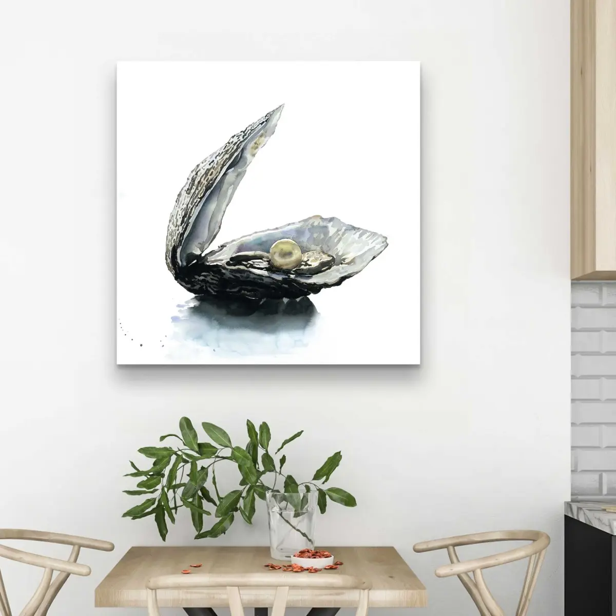 212 MAIN Pearl Oyster-Beige Decorative Artwork (32x32 in.), High-Def Printing, Modern Minimalist Design, Ocean-Inspired Home Accent, Soothing Neutral-Tone Poster for Bathroom Decor, Ideal for Home Decor Enthusiasts, Ocean Inspired Design