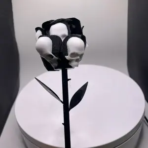 The Forbidden Rose 3D Printed Figurine - Black and White Design with Skull Accents, Ideal for Sculpture and Decoration