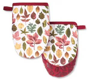 MARTHA STEWART Harvest Falling Leaves Mini Mitt2-Pack Set