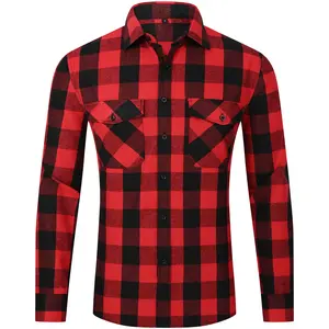 DOKKIA Flannel Shirt Jacket Casual Dress Long Sleeve Buffalo Plaid Checkered Checked Gingham Fitted Tops Outfit Menswear Streetwear with TWO Chest Pockets Lightweight Western Classic