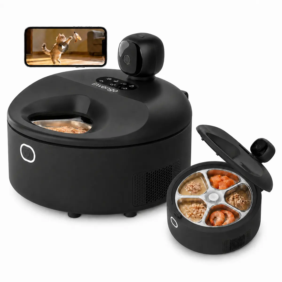 Automatic Cat Feeder, Refrigerated Wet Food Dispenser With WiFi Control, 5 Days Freshness, 5 Timed Meals, Quick Cooling, Heating Feeding dog medium-sized storage