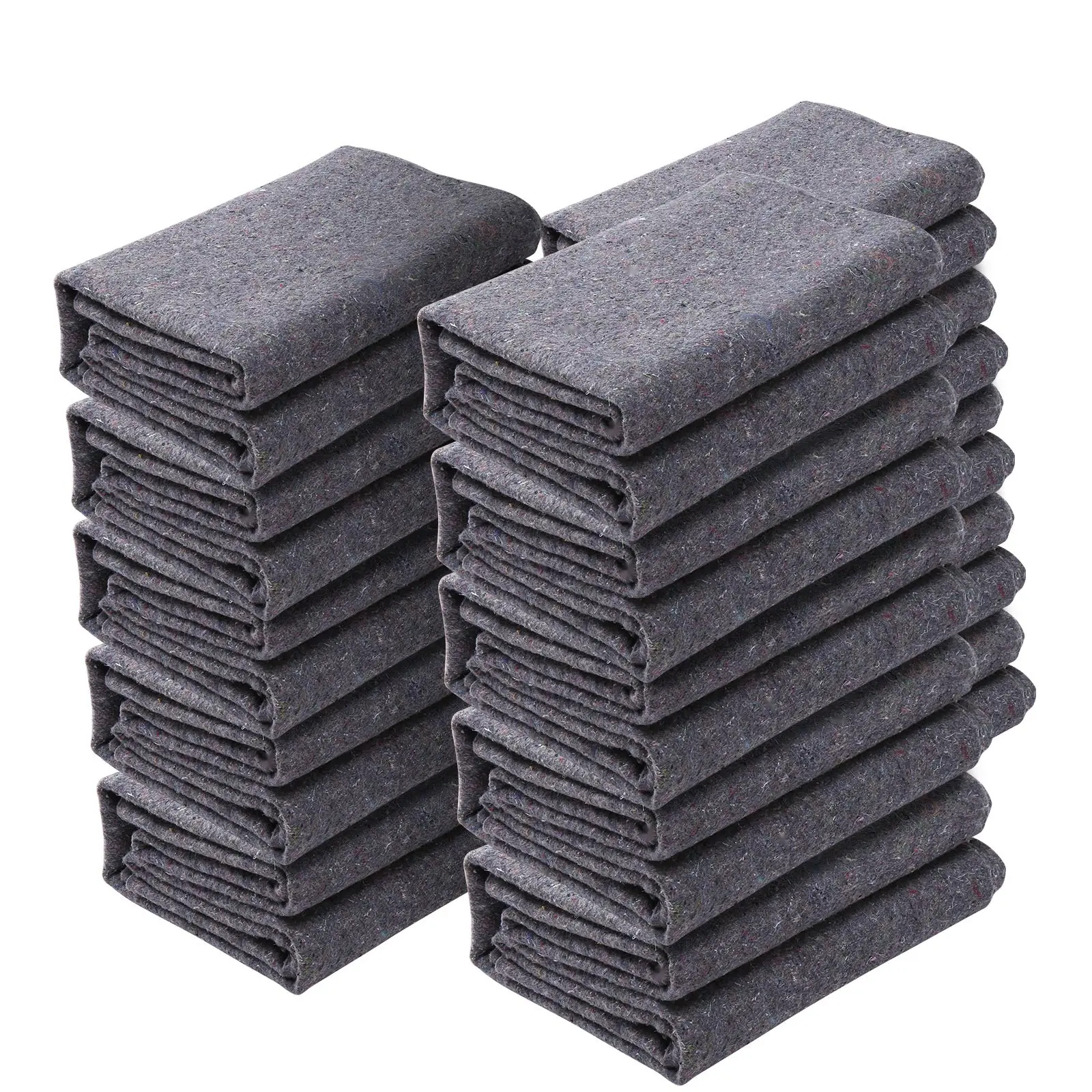 Moving Blankets 72" x 54" Inches, 21 Lb Per Dozen, 12 Pack, Professional Recycled Cotton Packing Blanket, Heavy Duty Furniture Protection for Shipping, Floors, Appliances, Mattresses, And Movers