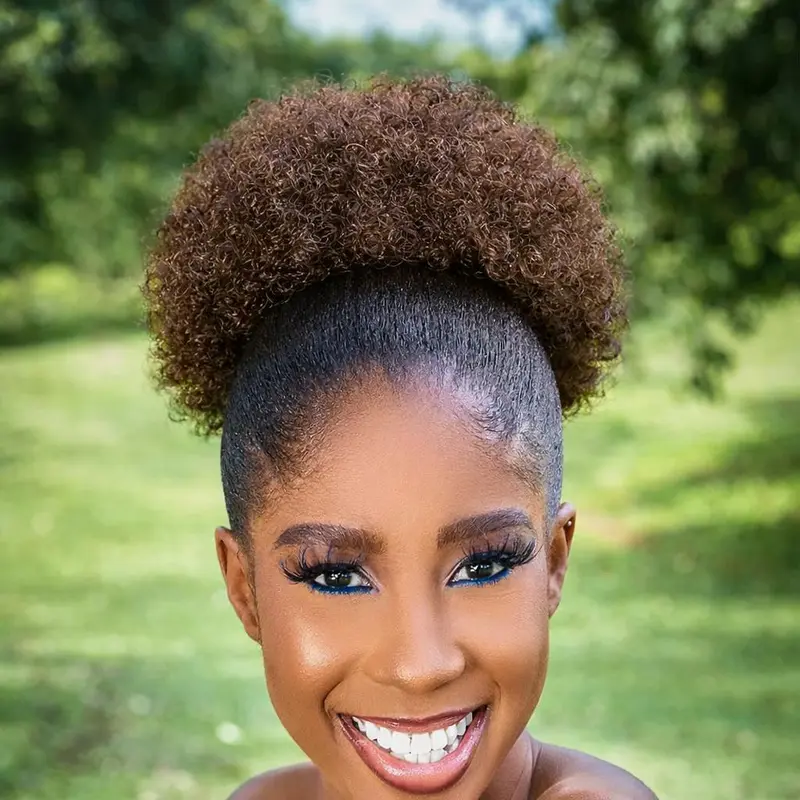 Afro Puff Drawstring Ponytail Extension 8 Inch Dark Brown Durable Natural Soft and Smooth Hair Extensions Clip On Ponytail Bun Gift for Women