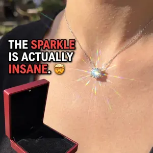 Single Diamond 14k Gold Plated 2 Carat Cubic Zirconia Chain Necklace | Women's Necklace Gold Flower Pendant Real Gold Jewelry