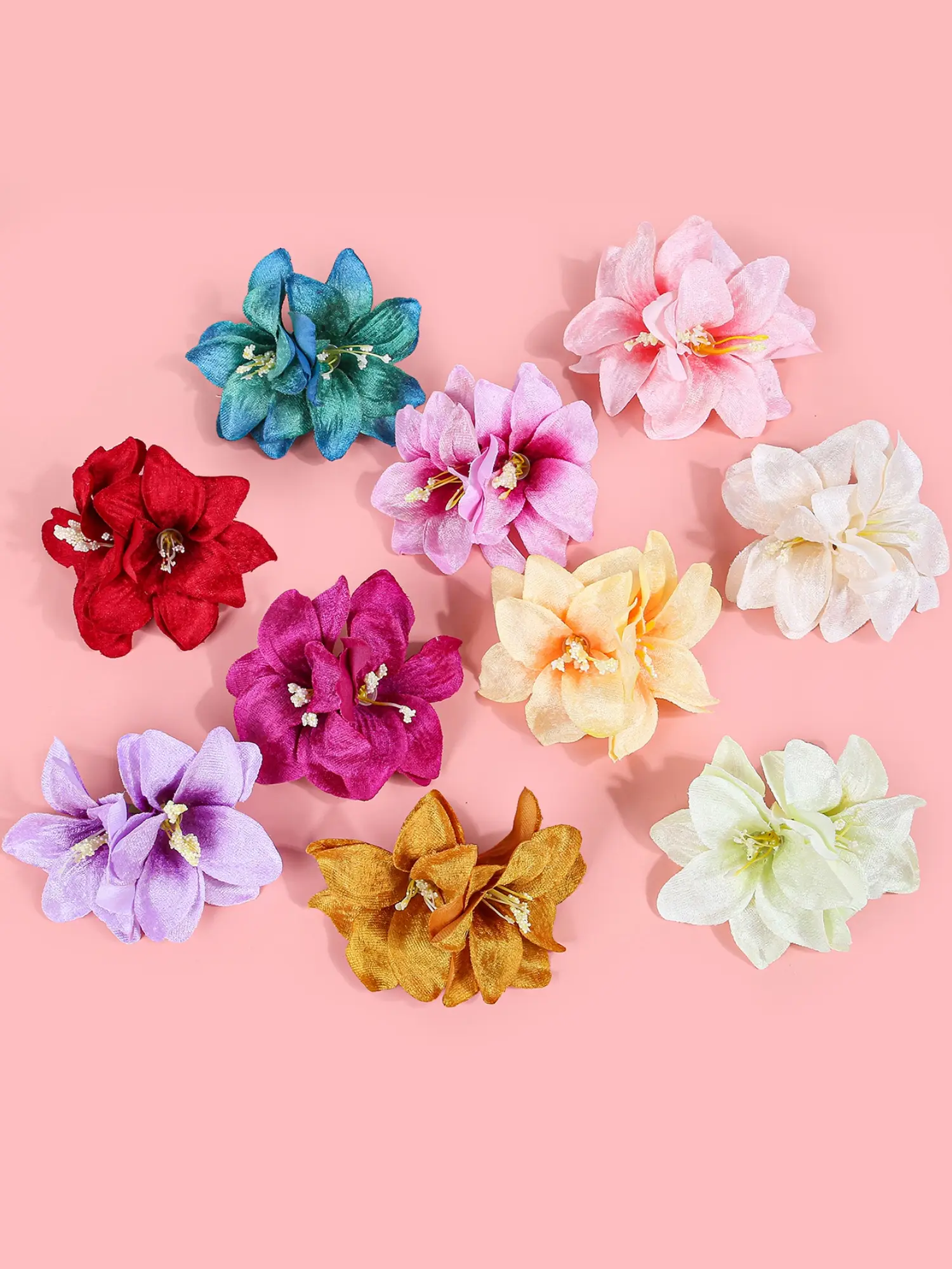 10 Pcs Elegant Silk Lily Flower Hair Clips, Side Clip Beach Party Decorations, Perfect for Photography, Suitable for All Occasions, Great Gift Idea, Hair Clip Set, Hairclips