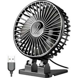 USB Desk Fan, Mini Portable, 3 Speeds Desktop Table Cooling, Plug in Power, Rotation  Wind, Quiet Personal Small for Home Office Travel Bedroom, Black