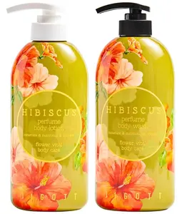 Jigott Hibiscus Perfume Body Wash 25.36 FL OZ / 750ml + Hibiscus  Perfume Body Lotion 16.9 FL OZ / 500ml
