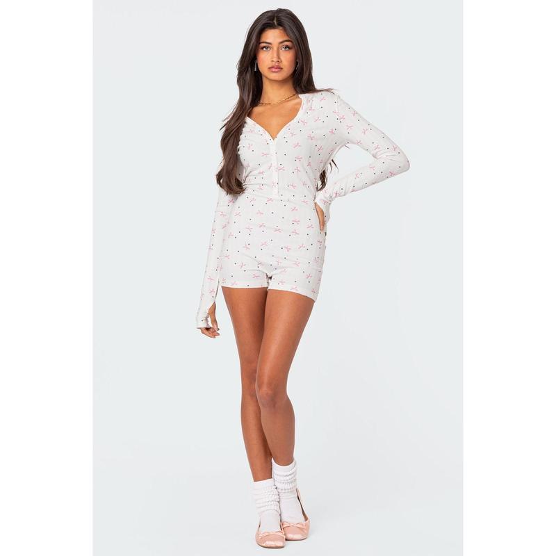 Mindy Printed Pointelle Romper