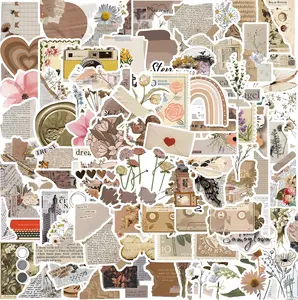 Vintage Aesthetic Stickers 120Pcs - Waterproof Stickers for Scrapbooking, Daily Planner, DIY Crafts & Junk Journal Supplies Scrapbook Decoration