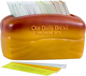 [Devotional Cards]Our Our Daily Bread Promise Box with Scripture Cards, 4 1/4" x 2 1/4" x 2", Brown - T9651